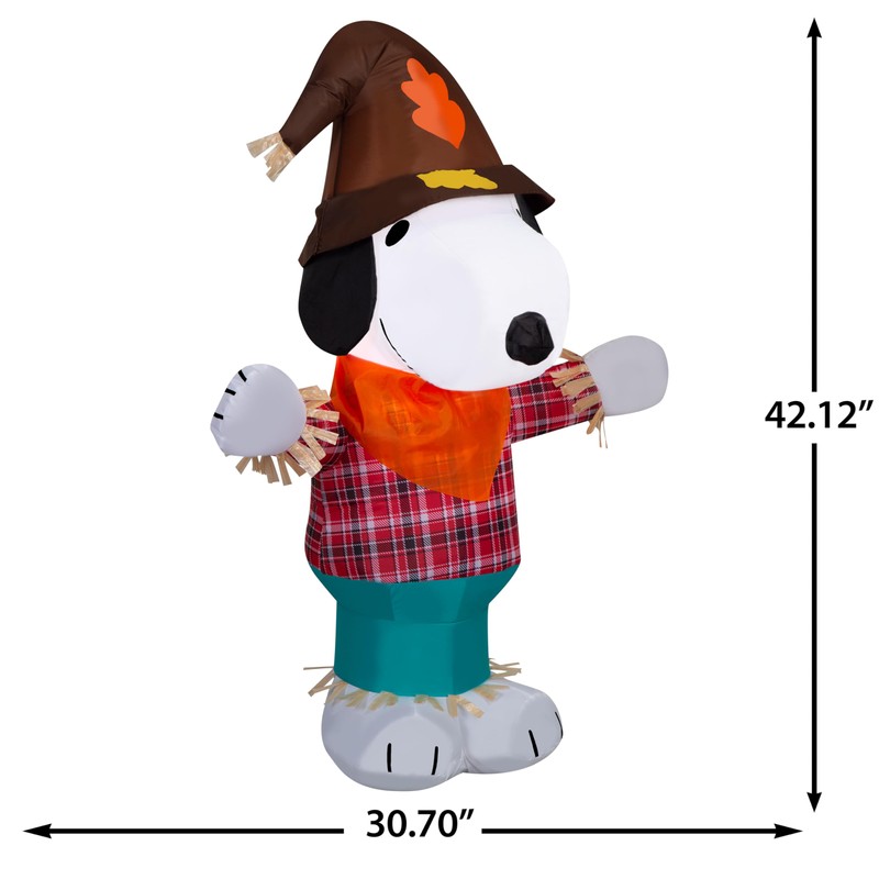 Gemmy Airblown Inflatable Harvest Snoopy in Plaid Shirt Peanuts, 3.5