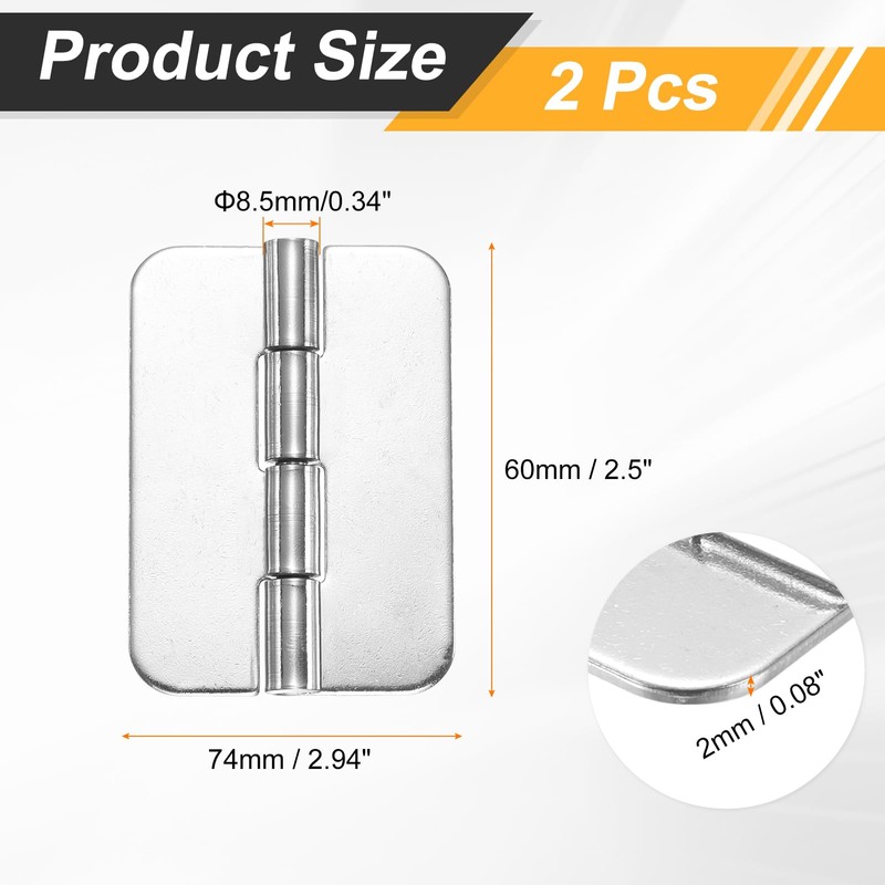uxcell 2 Pack Heavy Duty Weldable Hinges, 3" x 1.97"