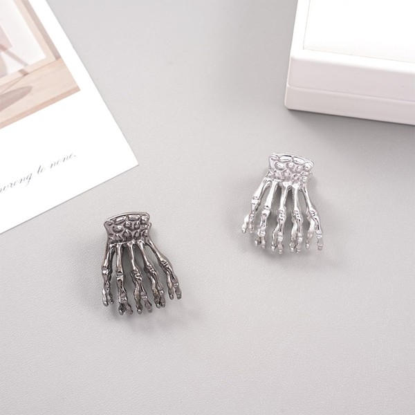 Metal Hair Claw Clips, Gothic Silver Barrettes Clamps, Scary Hair