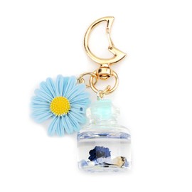 MUCOOS Blue Wishing Bottle Keychain, Blue Design of a Dried Flower Vase, Keychain Gift for Friends and Family, Thank You Gift