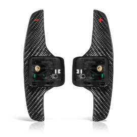 OvertakeAuto Real Carbon Steering Wheel Shift Buttons Extended Paddle Shifter Shape Compatible for Chevy Camaro 2016-2024 Steering Wheel Interior Accessories Carbon Fiber Part Kit (Red - & +)