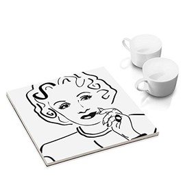 Ceramic Coaster with Felt Base Dining Table and Kitchen – 15 x 15 cm Wall Picture Famous Actors: Marlene Dietrich