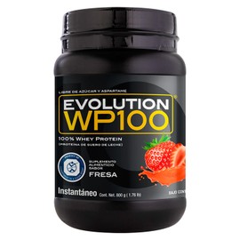 EVOLUTION, Protena de Suero de Leche, WP100, Whey Protein, 18 Aminocidos, Sin Gluten, Sugar Free, Post Workout, Sabor Fresa, 26.6 Porciones, 800g     