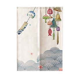 MYRU Wave Noren Japanese Curtain Noren Japanese Curtain Entrance (Wind Chimes,33 by 59 Inch)