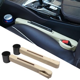 RAKSONIC 2 Pack Car Seat Gap Filler with Storage Box,Fill The Gap Between Seat and Console,Car Console Gap Filler,Prevent Things from Dropping,Convenient to Storage Keys and Phone(Beige)