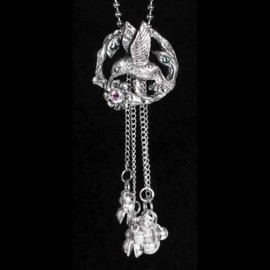 Hummingbird Car Chime Pewter Figurine Bells Rear View Mirror Auto *NEW*