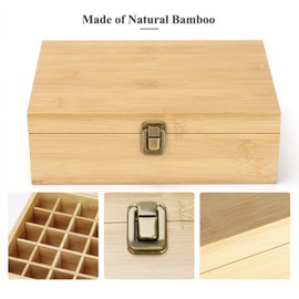 PhantomSky 35 Slots Wooden Aromatherapy Essential Oil Carrying Case, Natural Bamboo Essential Oil Organizer Storage Box Case Display Holder for Travel and Presentations Gift Box