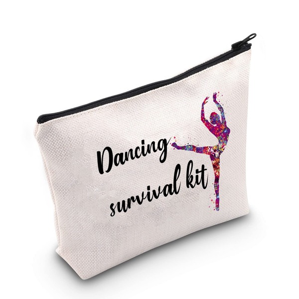 POFULL Ballet Dancer Gift Dancing Survival Kit Dancing Girl Zipper Pouch Makeup Bag Recital Gift (Dancing survival kit bag)