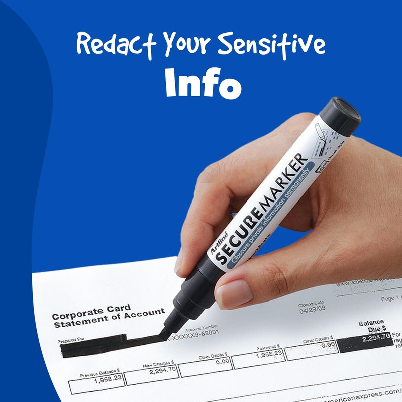 Artline Secure Marker Redacting Pen | Blackout Marker | Blacks