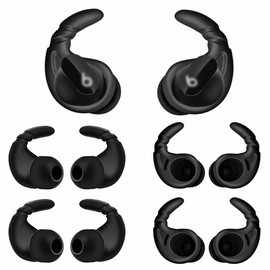 IiEXCEL 4 Pairs Ear Hooks Compatible with Beats Studio Buds Ear Tips Earbuds, Anti-Slip Anti-Drop Sport Outdoor Earhooks Wing Holder Silicone Rubber Accessories for Beat Studio Buds - Black