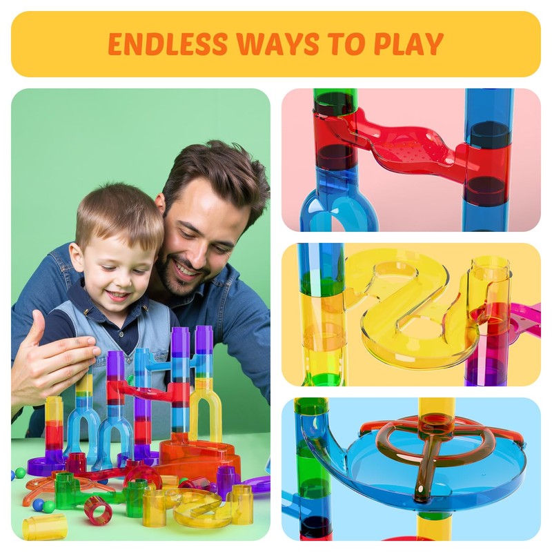Marble Run, 109 Pcs Marble Maze Race Building Blocks Toy