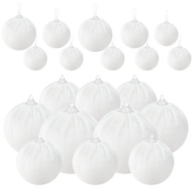 Gresorth 10pcs Velvet Handmade Ornament Plastic Shatterproof Fabric Wrapped Ball Flocked Xmas Hanging Christmas Tree Home Fireplace White