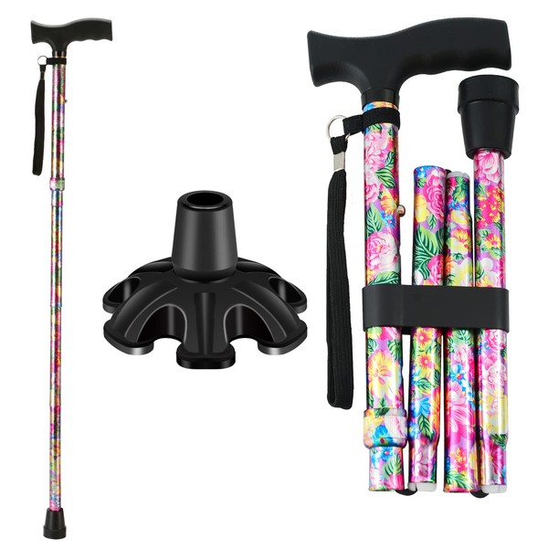 Walking Cane LIXIANG Cane for Woman | Mobility & Daily Living Aids | 5-Level Height Adjustable Walking Stick | Comfortable Plastic T-Handle, Pink