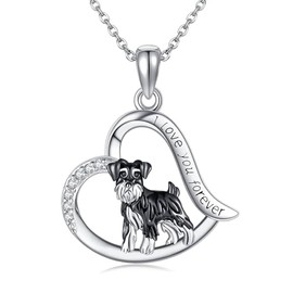 ONEFINITY Schnauzer Necklace 925 Sterling Silver Schnauzer Pendant Jewelry For Women