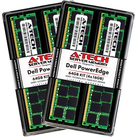 A-Tech 64GB (4x16GB) RAM for Dell PowerEdge R410, R415, R510, R515, R610, R710, R715, R810, R815, R910 | DDR3 1333MHz ECC-RDIMM PC3-10600 2Rx4 1.5V ECC Registered DIMM Server Memory Upgrade Kit