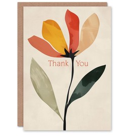 Artery8 Thank You Card Single Flower Bloom Bright Simple Design For Her Gran Sister Niece Daughter Wife Woman Greeting Card