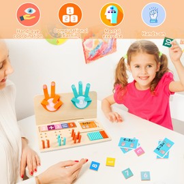 Yooyan Montessori Toy Educational Game from 3 4 5 Years Wooden Toy Finger Counting Math Gifts Boys Girls Children Maths Educational Toy Wooden Gift for Boys Girls STEM Birthday