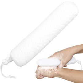 Bath Brush Head with Sponge,Back Scrubber Bath Mesh Bath Body Brush Head for Elderly Aid Bathing and Shower(White Head)