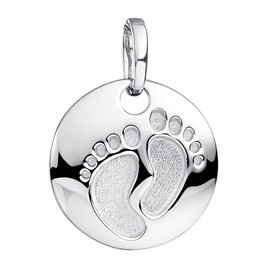 MATERIA by Matthias Wagner Baby Foot Pendant with Chain Rhodium-Plated 925 Silver - Birth Gift, Sterling Silver