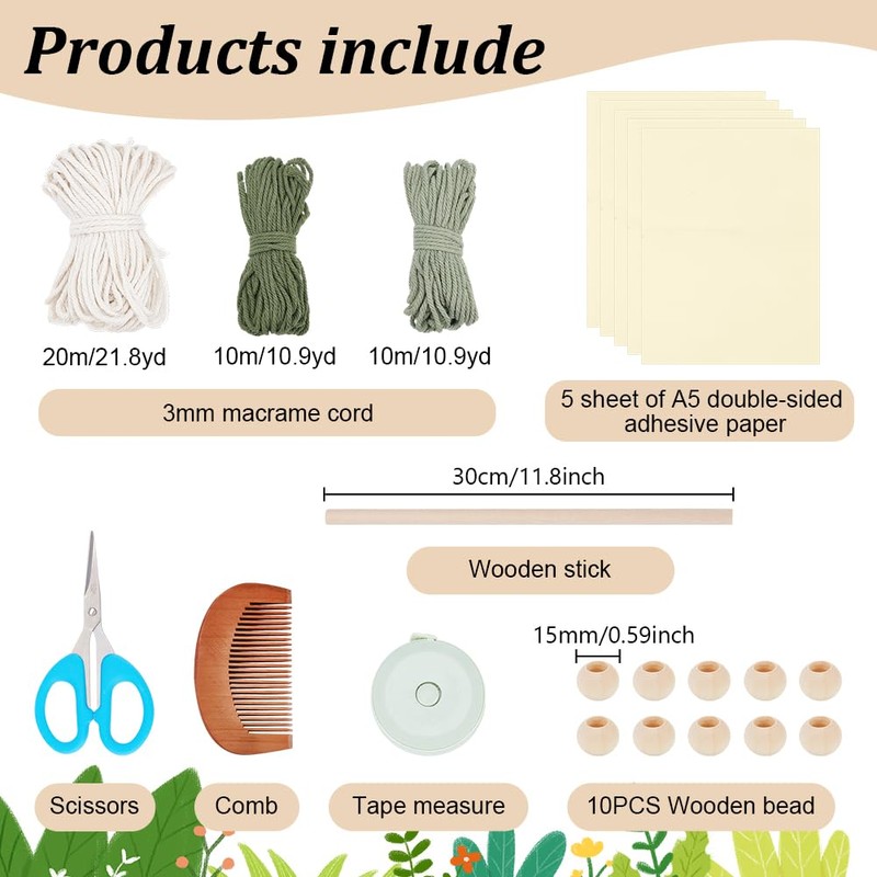 ORIGACH Macrame Wall Hanging Set for Beginners, Macrame Monstera Kit