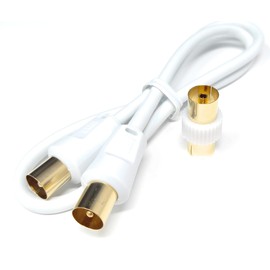 DRUT 50cm short TV RF Male to Male Aerial Antenna Coaxial Cable With Female to Female Coupler, Gold Connectors 75 ohm, 3C2V 1.6ft White