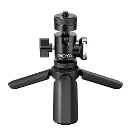 BOYA Magic Tripod Stand for Desktop Microphone with Non-slip Rubber Feet, Foldable Desk Mic Stand for Gaming, Podcasting, Meetings, Chatting