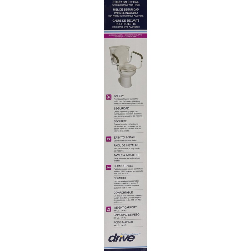 Drive Medical RTL12087 Bathroom Grab Bar for Toilets, White