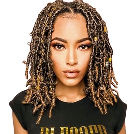 Niseyo 10 Inch Soft Butterfly Locs Crochet Hair 6 Packs Handmade Pre Looped Distressed Faux Locs Crochet Butterfly Braids (10 Inch - 6 Packs, T27)