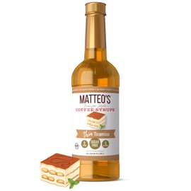 Matteo's Barista Style Sugar-Free Coffee Syrup, Tiramisu Flavor, Zero Calories and Sugar, Keto Friendly, Ideal for Lattes, Cappuccinos, Espresso, Americano, Indulgent Taste 33.8 Oz, 1-Pack