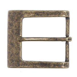 1 1/2" (38 mm) Nickel Free Single Prong Square Belt Buckle, Antique Brass