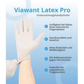 Latex Gloves Pack of 100 (White, L) Very Robust and Do Not Tear Disposable Gloves, Examination Gloves, Powder-Free, Non-Sterile, Latex Gloves, Disposable