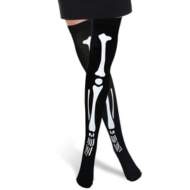 Skeleteen Skeleton Thigh High Socks - Goth Costume Bone Over the Knee High Sock Anatomical Skeletal Spooky Tight Stockings - 1 Pair