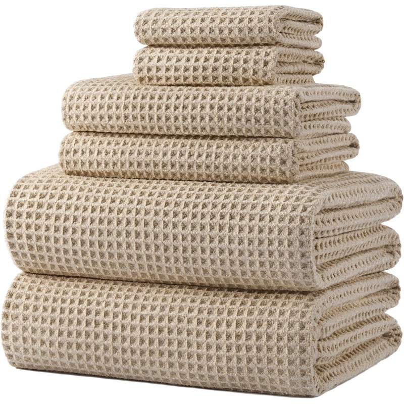 Polyte Set de 6 Toallas de Baño Microfibra Waffle Secado
