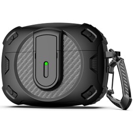 RFUNGUANGO for AirPods Pro 2nd Generation Case Cover with Cleaner Kit, Military Hard Shell Protective Armor with Lock for AirPod Gen 2 Charging Case 2023,2022, Front LED Visible,BDC-Black