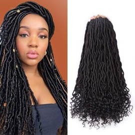 Gx Beauty 6Packs/Lot Boho Faux Locs braids 20Inch Faux Locs Crochet Hair with Curly Ends New Goddess Crochet Synthetic Braiding Extensions for Black Women(1B#)