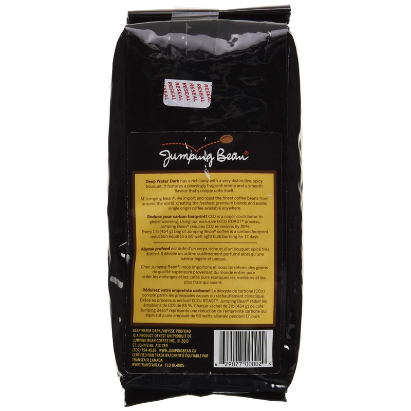 Jumping Bean Deep Water Fairtrade Organic Whole Bean Coffee, ECO2Roast,