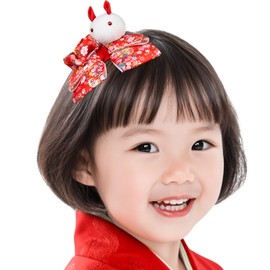 OTAKUMARKET Shichi-Go-San Hair Ornament, Graduation Ceremony, Hakama, Ribbon, Rabbit, Yukata, Kimono, Hair Clip, Cute, Kimono, Kimono Accessory, Single Item, 5 Colors (Red)