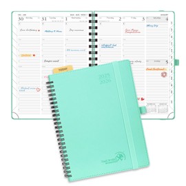 POPRUN Agenda 2025-2026 (6.5'' x 8.5'') Academic Year Planner (July 2025 - June 2026) with Hourly Time Slots, Weekly & Daily Appointment Book for time Management, Leather Cover -Green
