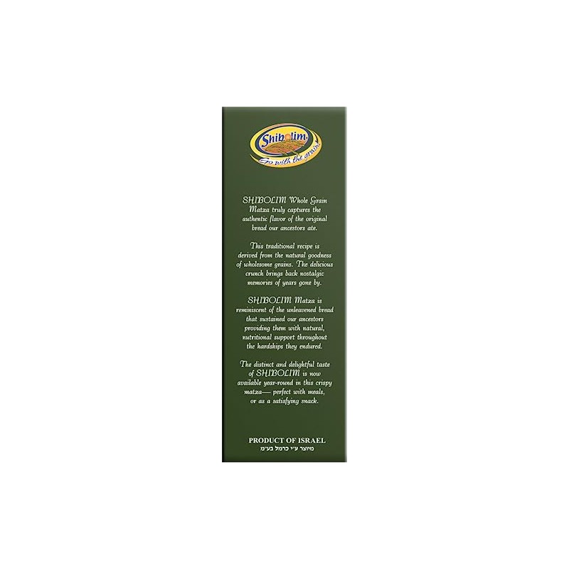 Shibolim Light Whole Wheat Matzo, 10.5oz (3 Pack) High Fiber