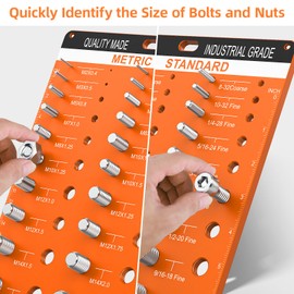 46 Nut and Bolt Thread Checker Standard and Metric,Bolt Size and Thread Gauge with 22 Standard & 24 Metric Bolt & 8 Drill Bit Gauge,Bolt and Nut Identifier Gauge