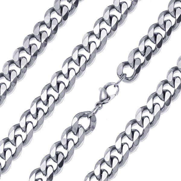 Ardú Mens Cuban Curb Chain - 14 inch, 9mm Stainless
