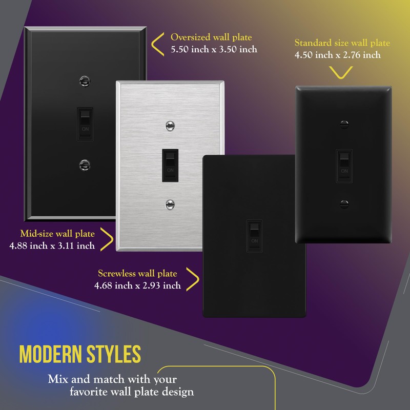 ENERLITES Toggle Light Wall Plate Bundle, Single Pole Electrical Switch,