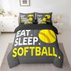 Feelyou Softball Comforter Set with Sheets Queen Size Grey Sports