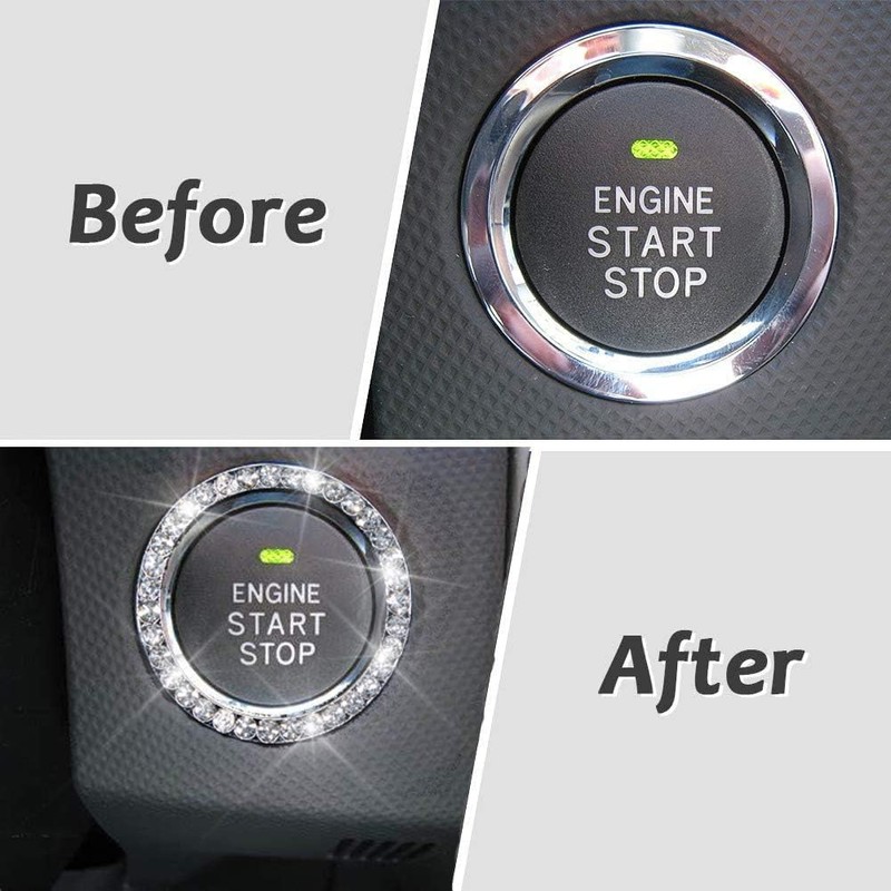 Bling Car Crystal Rhinestone Ring Emblem Sticker, Car Interior Decoration,