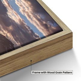 Mountain Wall Art - Framed Lake Picture with Sunrise, Sunset, Landscape, and Grass Prints for Bedroom and Living Room, 45x30 inches