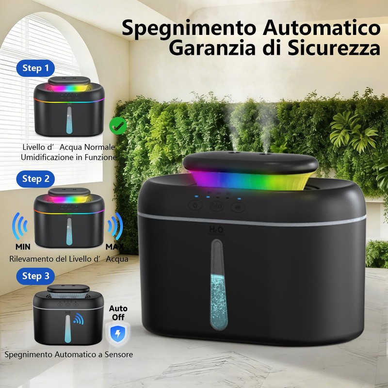 AMZBOSS 2L umidificatore ambiente,umidificatore ambiente bambini<28db