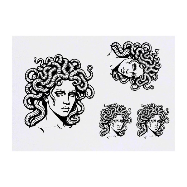 Azeeda 4 x 'Medusa Gorgo' Temporäre Tattoos - Wasserfest, Hautfreundlich