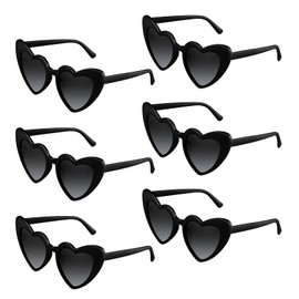 FveVqe 6Pcs Vintage Heart Sunglasses Womens for Protection Eyewear, Fashion Retro Love Black Heart Sunglasses for Women Teenager Grils Bride