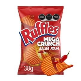 Sabritas 5X RUFFLES MEGA CRUNCH SALSA ROJA  - SABRITAS MEXICANAS (5 Paquetes de 38g c/u)
