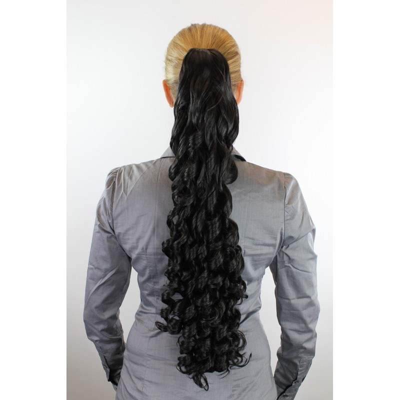 Hairpiece: Magnificent intricately curly braid/ponytail dark brown (3) spiral curls
